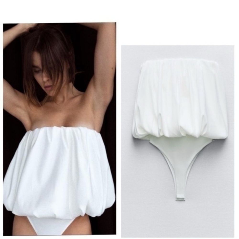 Zara Bubble White Strapless Bodysuit- new with tags!